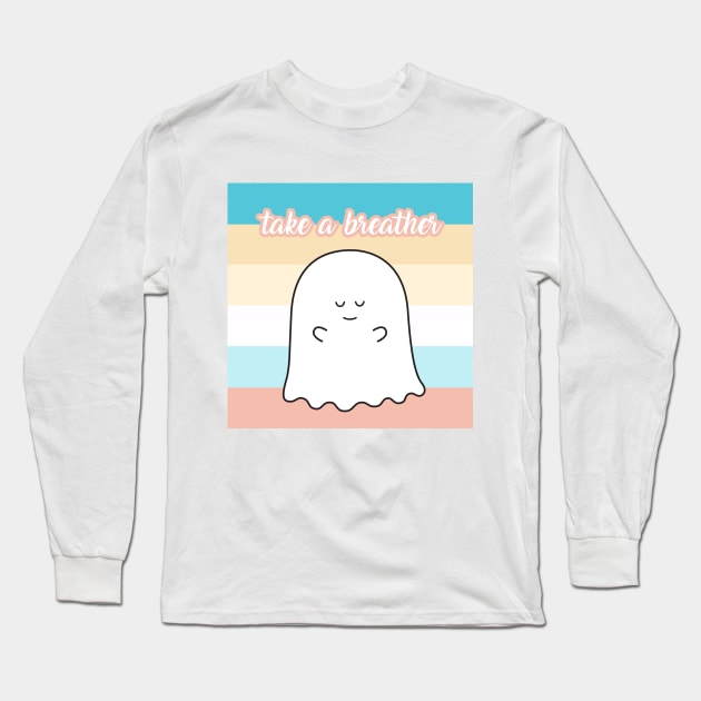 Gordie the Ghost (take a breather) | by queenie's cards Long Sleeve T-Shirt by queenie's cards